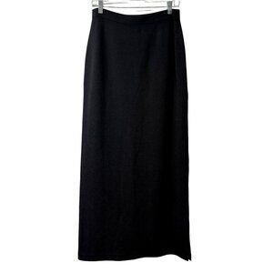 St. John Basics Black Maxi Skirt Knit Pull-On Side-Slit Womens Size 10